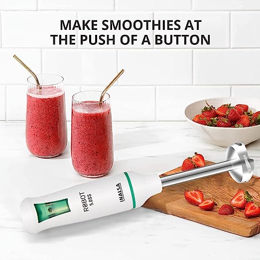 INALSA HAND BLENDER Robot 5.0 SS with Powerful Super Silent 500 Watt DC Motor| Stainless Steel Blade & Detachable Stem|2 Year Warranty INALSA HAND BLENDER Robot 5.0 SS with Powerful Super Silent 500 Watt DC Motor| Stainless Steel Blade & Detachable Stem|2 Year Warranty